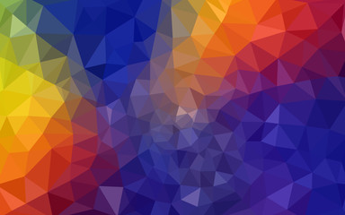 Multicolor dark blue, red polygonal design pattern, which consist of triangles and gradient in origami style.