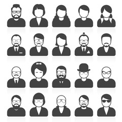 Simple people avatars and userpics with different style and hair