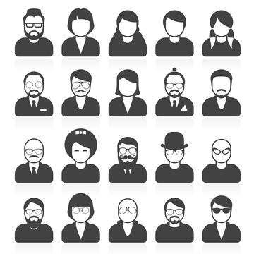 Simple people avatars and userpics with different style and hair