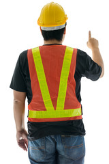 rear view of male construction worker with Standard construction