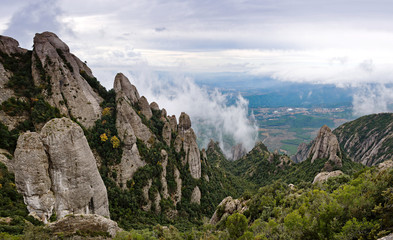 Overview of the mountains of Montserrat in Barcelona. Spain
