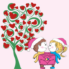 couple in love with a tree of love.
