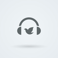 Minimalistic Vector icons big headphones with a microphone.