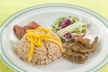 Fired Rice with shrimp paste on the plate