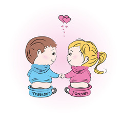 valentine's day illustration with boy and girl