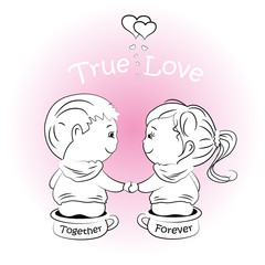 valentine's day illustration with boy and girl