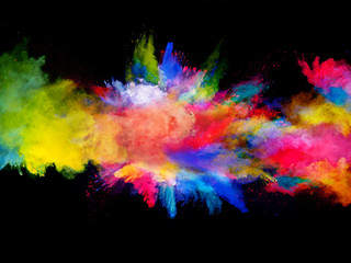 Explosion of colored powder on black background - obrazy, fototapety, plakaty