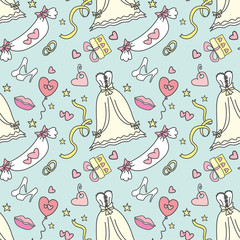 Seamless pattern -Wedding, marriage, bridal.