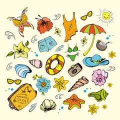 Summer Set. Beach elements set.