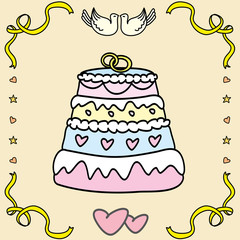 Vector illustration of wedding cake.