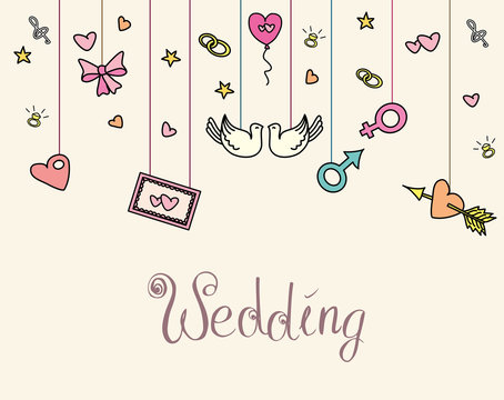 doodle wedding greeting card