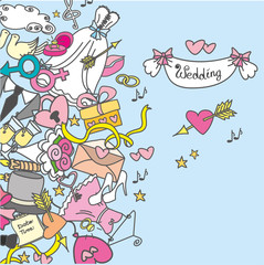 doodle wedding  set, hand drawn,