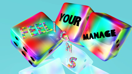 Fototapeta na wymiar manage your feelings, dice, colors, dice
