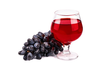 Black grapes and wine