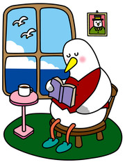 居眠りカモメさん/
本を読んでいたらうとうと居眠り。のんびりほんわかな空気に包まれています。