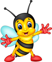 cute Bee cartoon flying of illustration