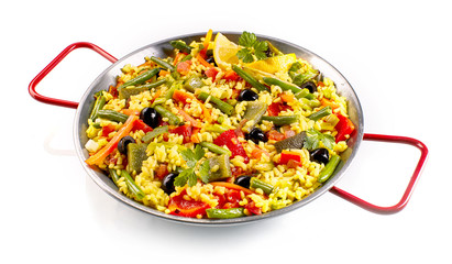 Paella veggie recipe in pan