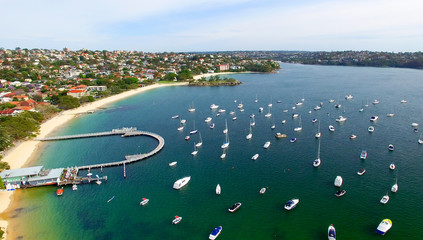 Balmoral Beach, Sydney. Beautiful aerial view of coastline