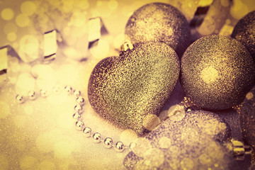 Sparkling Christmas composition with heart toy