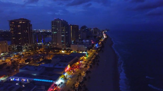 Fort Lauderdale by night, aerial view