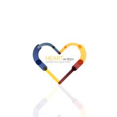 Logo love heart, abstract linear geometric business icon