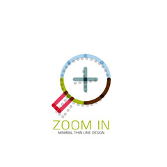 Vector thin line design logo magnifying glass, search and find or zoom logotype concept. Linear minimalistic business icon