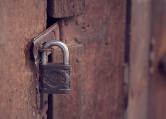 Old wooden door with key lock (Vintage style)