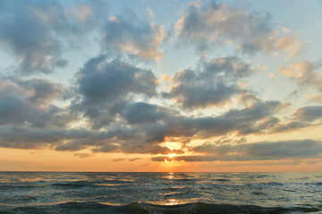 The sun rise in the morning seaside beautiful    