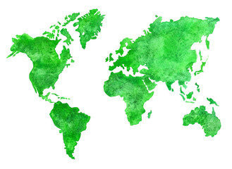 Green watercolor map