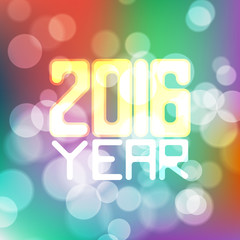 Vector label for the new 2016 blurred color background with bokeh effect