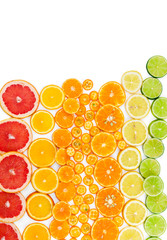 Fruit citrus background with grapefruit, orange, tangerine, lemo