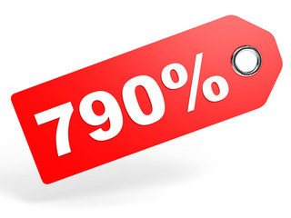 790 percent red discount tag on white background.