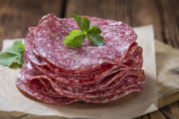 Slices Salami (selective focus)