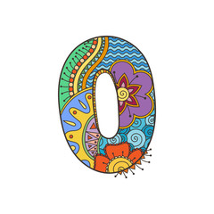 Zentangle number. Vector decorative number.