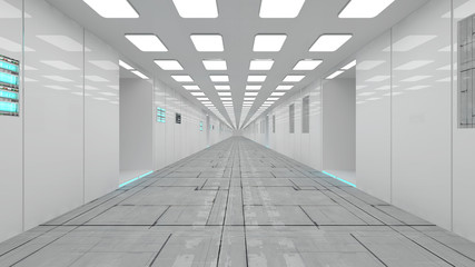 Futuristic spaceship interior corridor