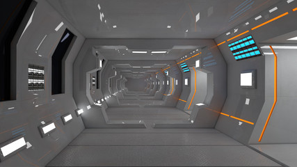 Futuristic spaceship interior corridor © Miguel Aguirre