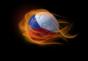 Fototapeta premium Soccer ball with the national flag of Czech, making a flame.
