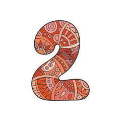Zentangle number. Vector decorative number.