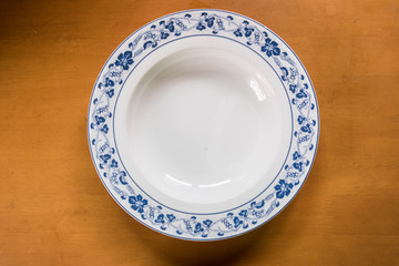 Ceramic dish on wood table