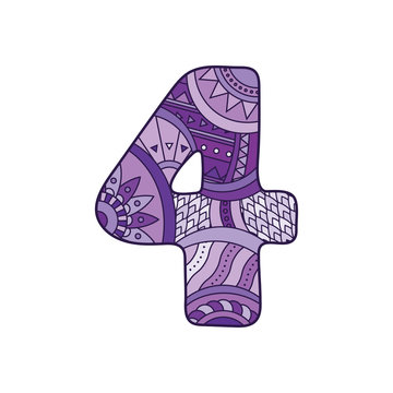 Zentangle number. Vector decorative number.