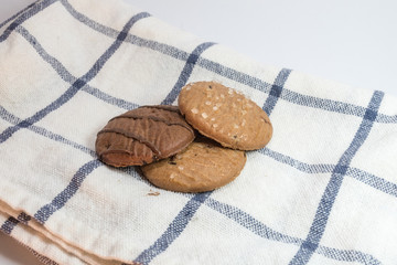 cookies on checked cloth