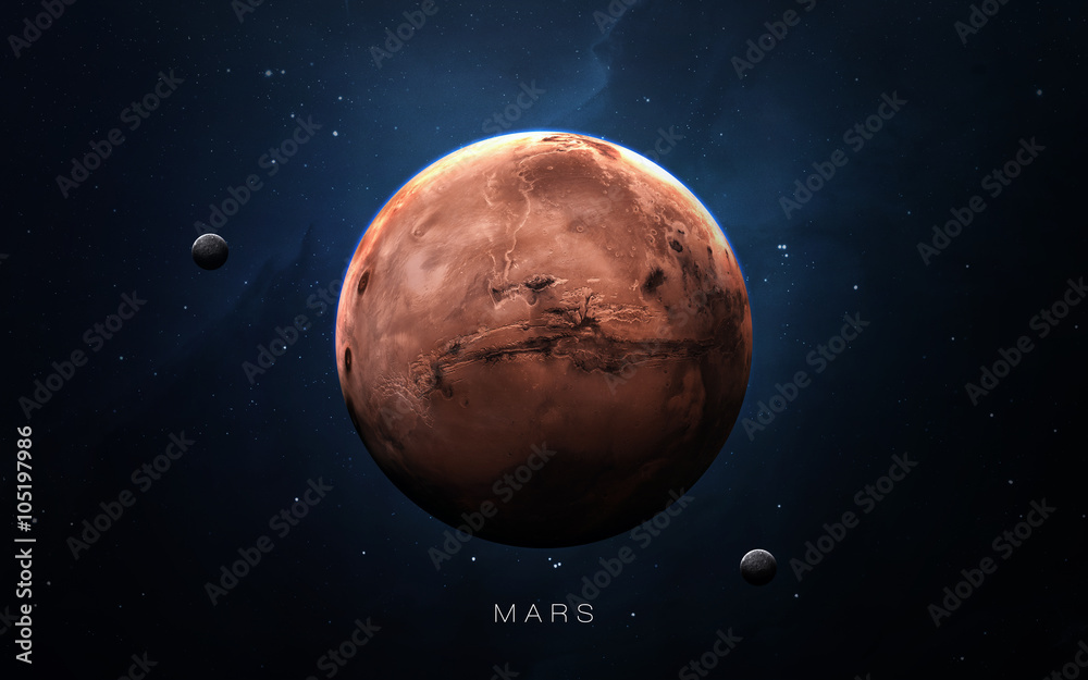 Poster mars - high resolution 3d images presents planets of the solar system. this image elements furnished