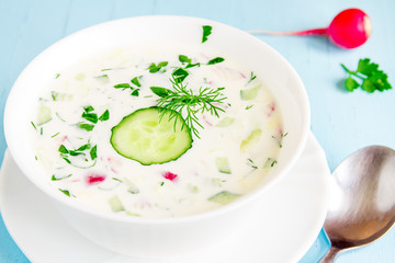 Cold soup with yogurt and vegetables