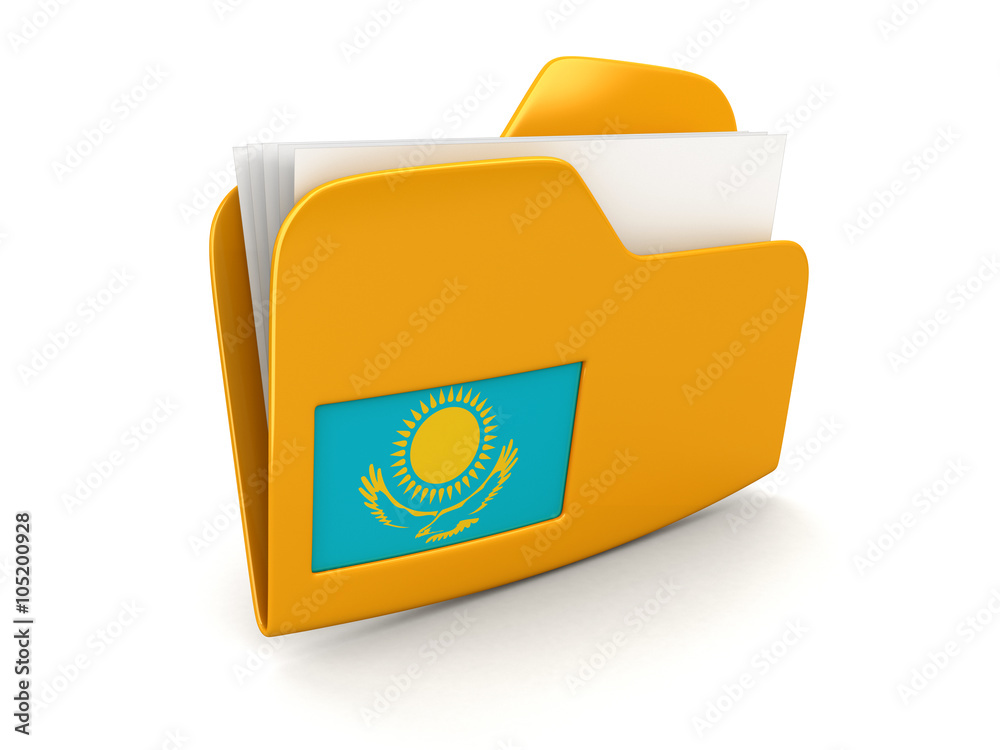 Poster folder and lists with kazakh flag. image with clipping path