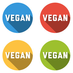 Collection of 4 isolated colorful icons for VEGAN