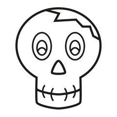 Coloring book - skull with cracked head