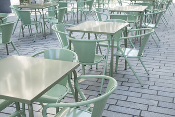 Green Cafe Tables and Chairs