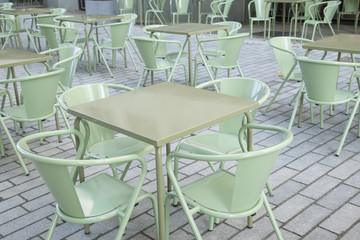 Green Cafe Tables and Chairs