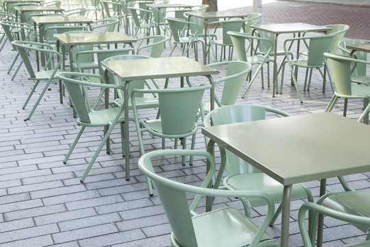 Green Cafe Tables and Chairs