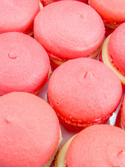 pink macarons close up